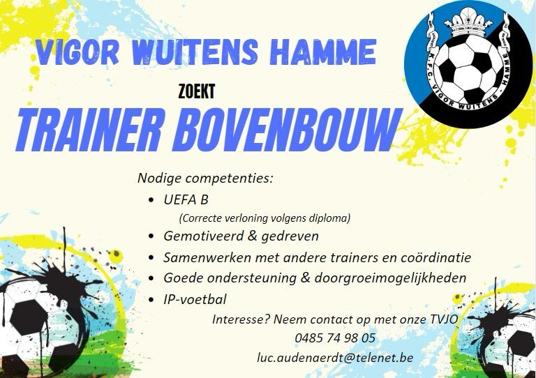 VW Hamme zoekt trainer bovenbouw