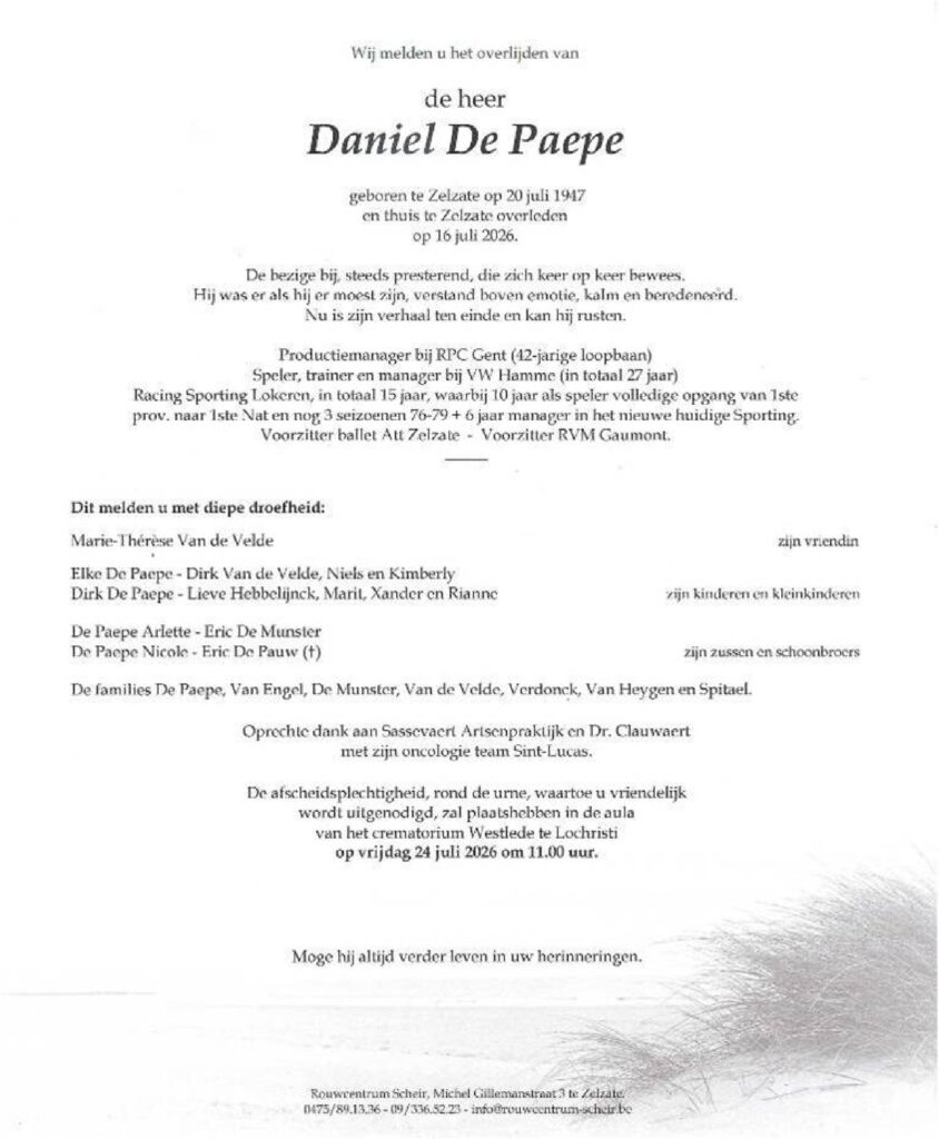 Afscheid van Daniel De Paepe